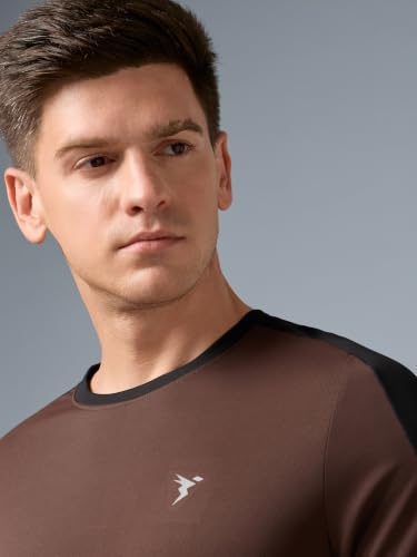 Image of TECHNOSPORT Men's Slim Fit Color Block T-Shirt, Technocool Quick Dry Anti-Microbial Short Sleeve Sports Tee for Gym, Running, Training & Everyday Wear