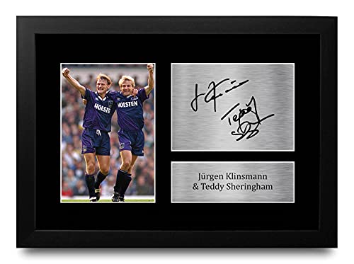 Cadeau Tottenham Hotspur photo dédicacée signée Klinsmann Sheringham poster A4