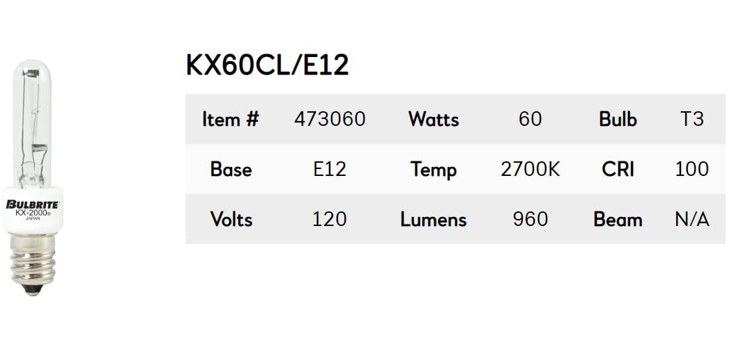 60W Krypton Or Xenon Clear T3 Bulb in White [Set of 2]