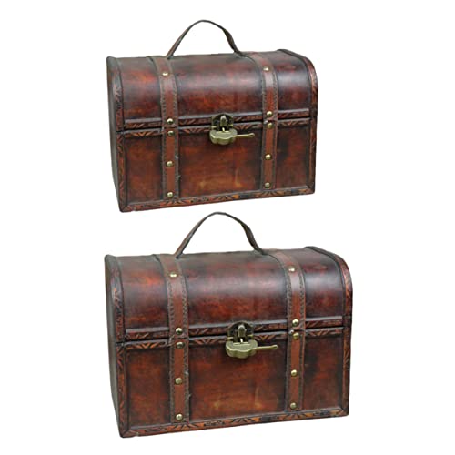 Holibanna 2 Piezas Cofre Del Antiguo Cómoda Salón Unidad Contenedor De Almacenamiento Con Tapa Cesta De Almacenamiento Con Tapa Papelera Almacenamiento De Juguetes De Madera Coffee