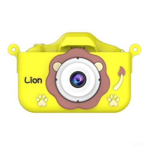 Fotocamera digitale impermeabile per bambini, 1080p HD con doppio obiettivo da 20 MP, scheda da 32 GB, design antiurto e sicuro per i bambini, per divertimento all'aperto, rosa (giallo)