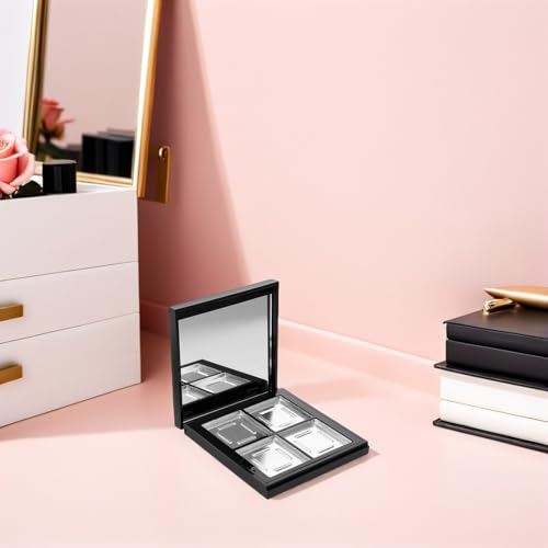 NOLITOY Palette de Maquillage Magnétique Noire 2pcs avec 4 Compartiments, Miroir Intégré et Fermeture Magnétique, Boîte Portable pour DIY et Voyages – vue 7