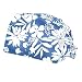 Dark Blue Line Flower 2 Pcs Unisex Working Cap with Button Sweatband Adjustable Tie Back Bouffant Hats
