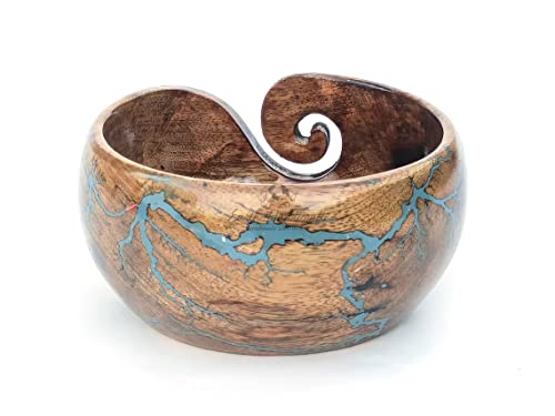 Rosewood Epoxy Resin Yarn Bowl for Multilple Uses - Lichtenberg Figure Yarn Bowl for Knitting and Crochet Holder/Yarn Storage Bowl (7