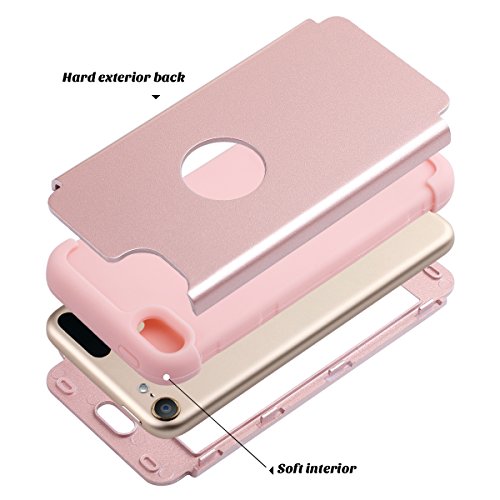 Ulak Ipod Touch 7Th Generation Case, Ipod Touch 6 Case, Heavy Duty Shockproof High Impact Protective Case With Dual Layer Soft Silicone + Hard Pc For Apple Ipod Touch 7/6/5, Rose Gold #TOP7