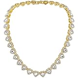 SOFPLATE 1 Box 15.83 Inch/40.2cm Gold Rhinestone Tennis Necklace Cubic Zirconia Tennis Chain Heart Glass Diamond Shine Alloy Iced Out Layered Decorative Necklace for Party Prom Gift Costumes DIY Decor