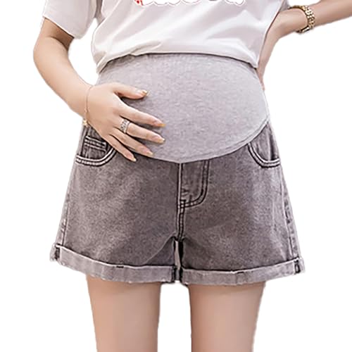 Pantalones vaqueros para embarazadas, pantalones de maternidad para mujer, cintura elástica, cómodos pantalones cortos de mezclilla para embarazadas, pantalones cortos de verano, holgados, informales
