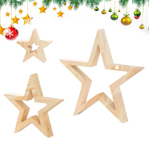 Decorazione natalizia in legno, 3 pezzi, decorazione festiva, decorazione da tavolo, per lavori di bricolage, per la decorazione sul tavolino da caffè, per libri e per