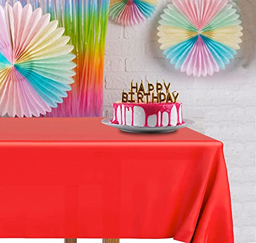Decorrack 2 Rectangular Tablecloths -Bpa- Free Plastic, 54 X 108 Inch, Dining Table Cover Cloth Rectangle For Parties, Picnic, Camping And Outdoor, Disposable Or Reusable In Red (2 Pack) #TOP2