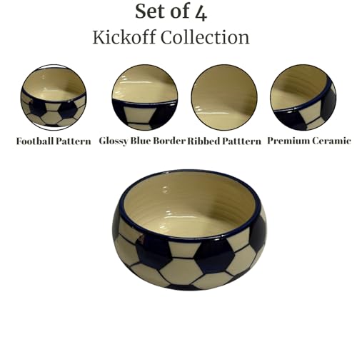 Image of Freakway Kickoff Collection - Football Pattern Ceramic Serving Bowls, Set of 4