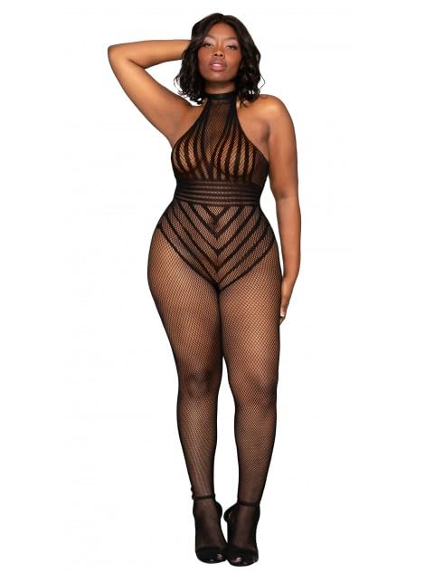 Body en résille extensible Dreamgirl avec ouverture entrejambe pour un confort sensuel sans gêne