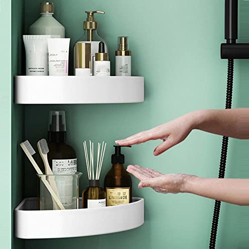 Étagère de salle de bain blanche suspendue avec rangement d'angle en aluminium - 3