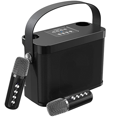 Karaoke Machine For Adults/Kids, Fullife 2023 Upgraded Portable Bluetooth Karaoke Speaker With 2 Wireless Microphones, Pa Speaker System With Carrying Handle, Echo/Vocal Cut For Meetings, Parties #TOP5