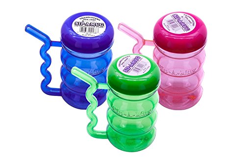 Arrow Sip-A-Mug Translucent Plastic Bottle with Built in Straw Handle, 14oz- Neon Pink