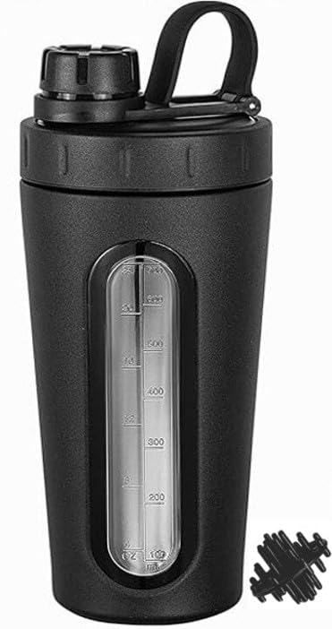 Image of Shaker Bottles for Protein Mixes 28 oz Stainless Steel Protein Shaker with Mixing Ball, Not Stays Cold /Hot, Visible Window Metal Shaker Cups, Leakproof, BPA Free Bottle Shaker 950 ml