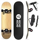 HG HGONG HGONG スケートボード 31インチ スケボー 高精度 ABEC-11ベアリング採用 95Aウィール スケートボード コンプリート 漫画プリート 集中力や平衡感覚育成 初心者に向き 大人/若者/子供用 子供へプレゼントなどに【付赠：メンテナンスレンチとスケボー用バッグ】 (原色、黒ホイール)