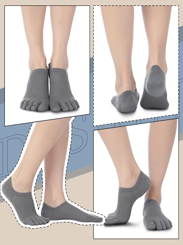 Image of Bencailor Women Toe Socks Cotton No Show Sock | 6 /12 Pairs Low-cut Socks with Toes Separated, Soft Breathable Cotton, Ankle Five-finger Sock for Running Athletic Daily Wear