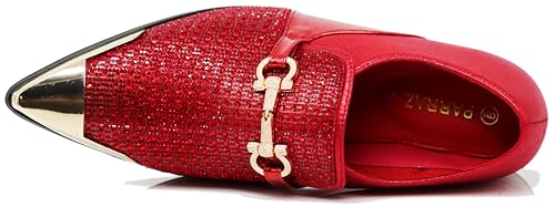Image of Enzo Romeo Crisino Men Rhinestone Chrome Toe Suede Pointy Buckle Dress Loafer Slip On Shoes