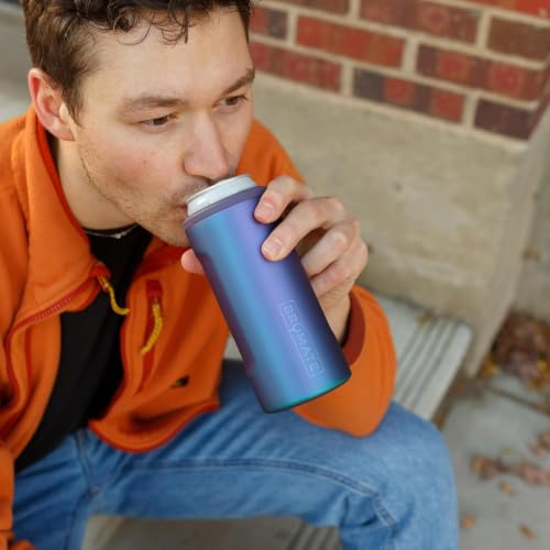Image of BruMate Hopsulator Slim Can Cooler Insulated for 12oz Slim Cans | Skinny Can Insulated Stainless Steel Drink Holder for Hard Seltzer, Beer, Soda, and Energy Drinks (Glacier)