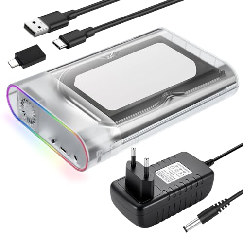 LIDOUYA USB 3.1 Festplattengehäuse | UASP+Trim | Festplatten Gehäuse für 2,5' & 3.5' SATA HDD und SSD | 24TB 5Gbps HDD Case für Windows/Mac/Vista | Type-C Adapter und 12V 2A Netzteil