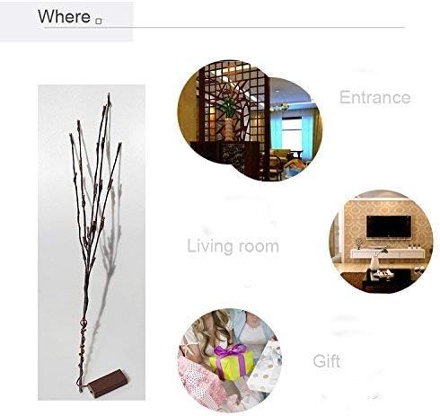 LED Branch Lights, Battery Powered, Warm White, Brown, Plastic, 20 LED, 5 Bendable Poles, 25 Inches, Modern Office Decoration