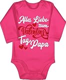 Shirtracer Baby Body Langarm Mädchen Junge - Valentinstag Partner Baby - Alles Liebe zum Valentinstag Papa - weiß/rot - 6/12 Monate - Fuchsia - Valentinstag Papa - BZ30