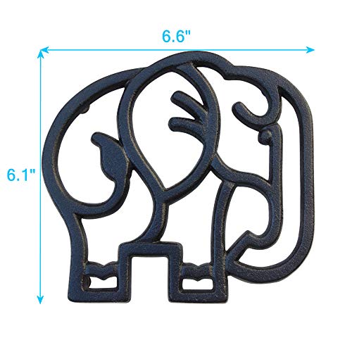 Elephant-Cast-Iron-Trivet-for-Hot-Pots-Kitchen-Dining-Table-Elephant-Gifts-Decor-Metal-Wall-Art-2-or-More-for-Set-Black-66-x-61-Inches Elephant Cast Iron Trivet for Hot Pots Kitchen Dining Table Elephant Gifts Decor Metal Wall Art 2 or More for Set Black 66 x 61 Inches