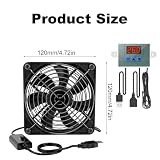 Wentylator USB 120 mm z cyfrowym regulatorem temperatury, 5 V USB PC wentylator z 3 regulowanymi prędkościami, wentylator obudowy, wentylator USB, podwójne łożyska kulkowe do PS5/routera/TV Box