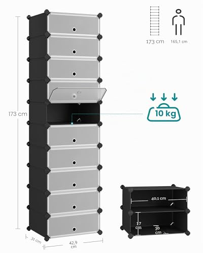 Meuble à chaussures modulable 10 niveaux noir SONGMICS