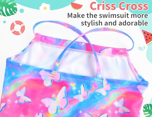 Image of TENVDA Girls Swimsuit Summer Beach Sport Halter Bathing Suits One Piece Swimwear for 2-12 Years Old Kids