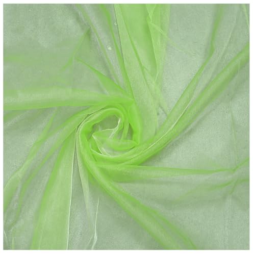 Image of mds Pack of 5 Yard Bridal Solid Sheer Organza Fabric Bolt Dress,Fashion, Crafts, Decorations Silky Shiny Organza 44 inch- Apple Green