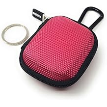 Tough Travel Case for Apple AirPods | Key Ring and Carabineer | Use as Keychain | Sturdy, Stylish, Ballistic Nylon, Impact Protection for Travel or Storage Pink