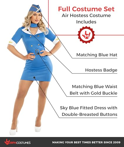 Costume bleu Morph complet d'hôtesse de l'air en taille 3XL