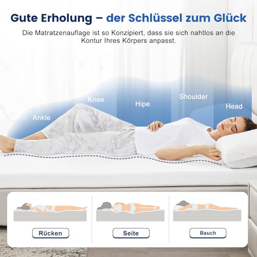 Matratzen Topper 140x200cm, 7.5cm Höhe Matratzentopper, Öko-TEX® Zertifiziert, aus Zwei Härtegrade H2&H3 Gel Memory Foam, Abnehmbaren und Waschbaren Bezug, Geeignet für Boxspringbett, Schlafsofas