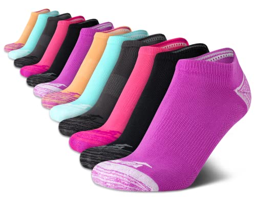 Avia Women's Low Cut Socks - 12 Pack Performance Cushion Comfort No Show Socks - Breathable Athletic Socks for Women (4-9), Size 4-9, Bright Assorted
