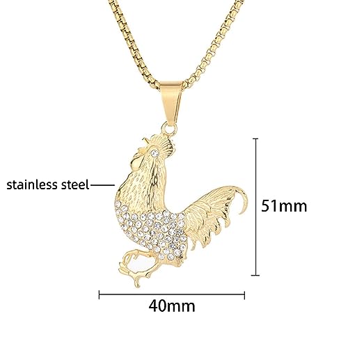Rooster Necklace for Men, Hip Hop Rooster Cock Necklace, Norse Viking Rooster Pendant Necklace with 23.6"Chain2