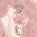 Tzwhwcx Cat Cute Keychain, White Fluffy Kitten Keyring with Pink Bow & Heart Charm, Y2K Resin Plush Bag Charms for Women Girls, Kawaii Purse Charms, Gifts for Cat Lovers