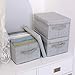 GRANNY SAYS Small Storage Bins with Lids, Fabric Storage Boxes, Shelf Baskets for Closet Organization, Stackable Clothes Storage Bins, Gray, Small, 3-Pack