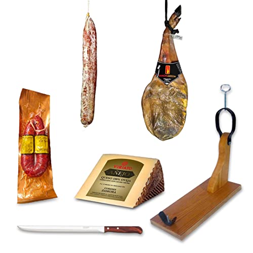 Cesta Gourmet para Regalar - Paleta de Cebo 50% Ibérica - Salchichón de Payés y Chorizo Ibérico - Queso Madurado de Oveja en Cuña - Jamonero y Cuchillo - Jamonarium Cover