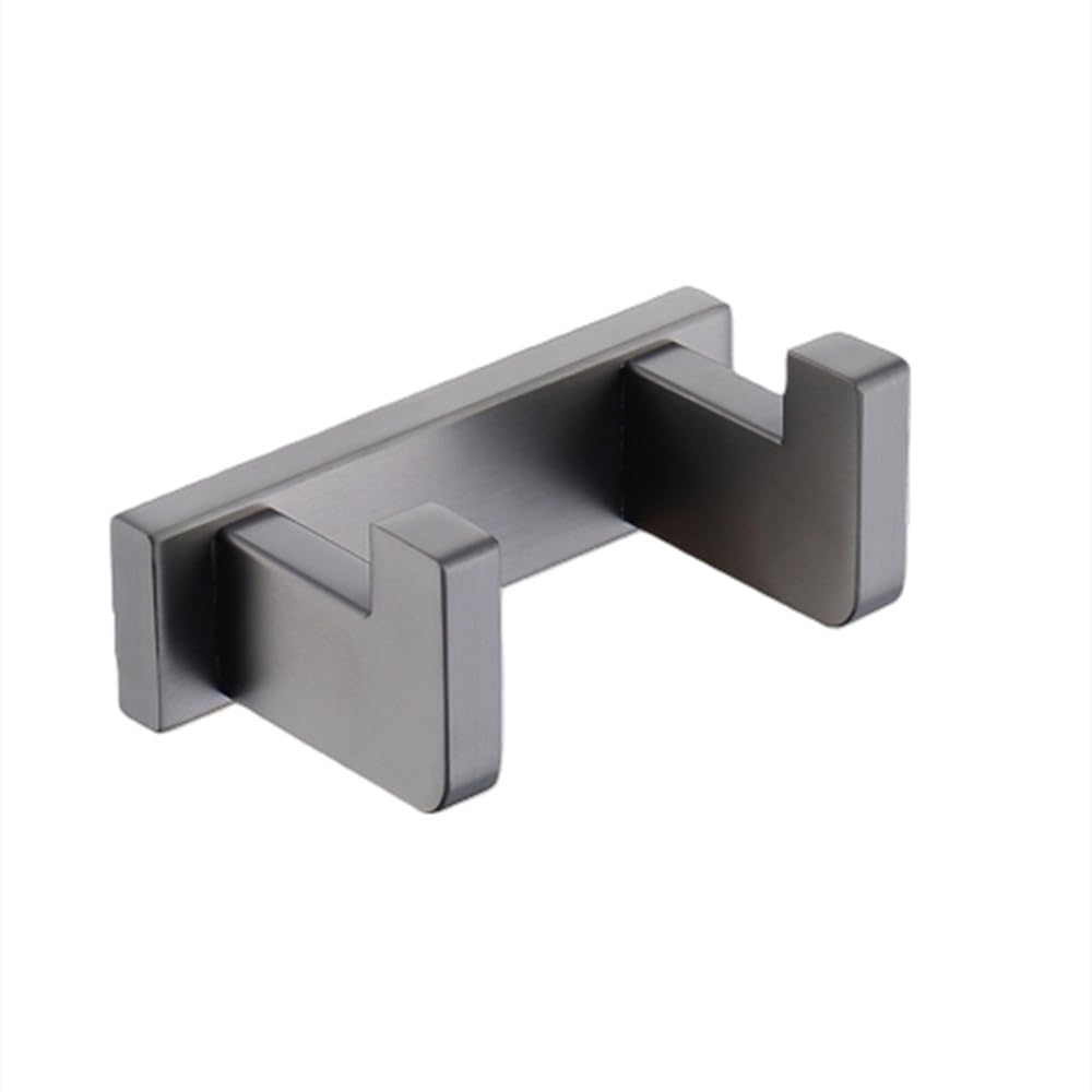 Gunmetal Stainless Steel Bathroom Hardware Towel Rack Toilet Paper Holder,Toilet Brush,Robe Hook Towel Bar Holder Grey Stainless,Double Robe Hook
