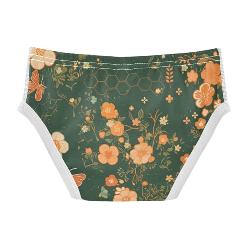 KLL Stylish Embroidery Bee Butterfly Flowers Moss Green Toddler Boy Soft Nighttime Underwear Cute Children Panties2