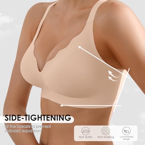Image of Seamless Wireless Bra for Women with Support - No Underwire Full Coverage Push Up Comfort Bras - Back Fat Smoothing Bralette