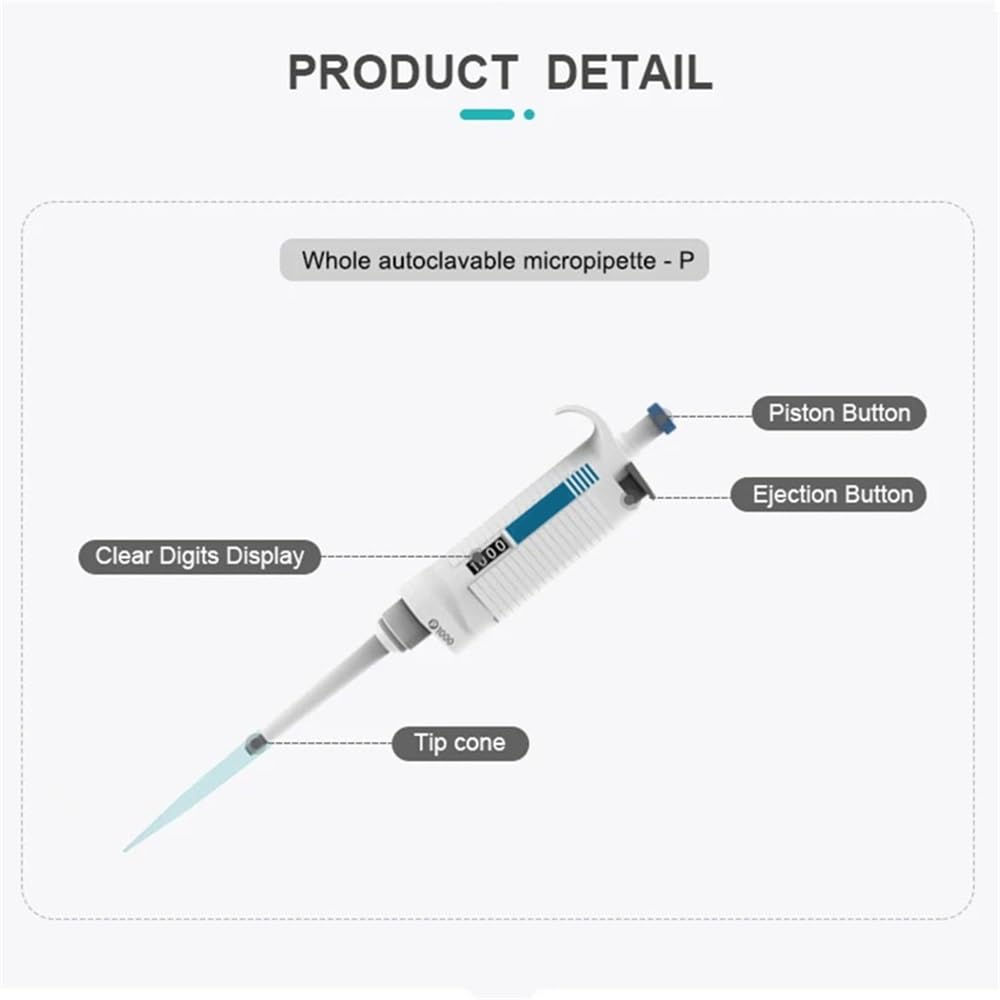 Cristalería de Laboratorio Pipeta de laboratorio Micropipeta Pipeta de laboratorio de un solo canal Micropipeta de volumen ajustable(P 10-100ul)