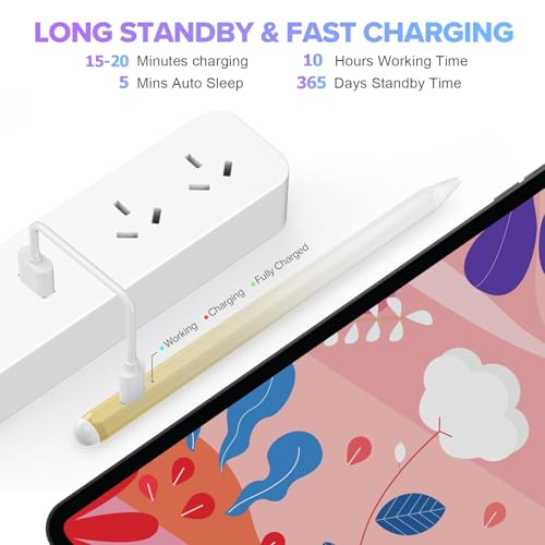 Image of JAMJAKE Stylus Pen for iPad 6th-11th Generation-2X Fast Charge Active Pencil Compatible with 2018-2025 Apple iPad Pro 11 inch /12.9 inch /M4, iPad Air 3 /4 /5 /M2 /M3,iPad mini 5 /6 Gen-White Yellow