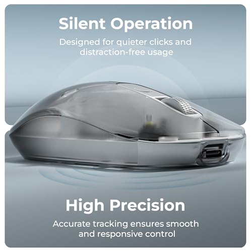 Image of Zebronics Sheer Pro Wireless Mouse, Translucent Design, Up to 1600 DPI, Dual Mode 2.4GHz + BT, 4 Buttons, Type-C Rechargeable, Silent Clicks, USB Nano Receiver, Ergonomic Design (Black)