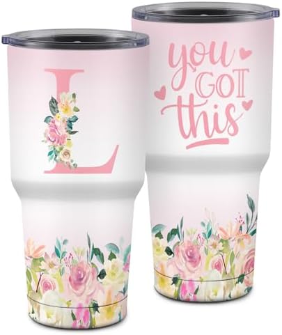 You Got This Tumbler – Inspirational Gifts for Women, Monogrammed Gifts for Women, Motivational Encouragement Job Promotion Congratulations Gifts for Women-30 oz Stainless Steel Tumbler with Initial L