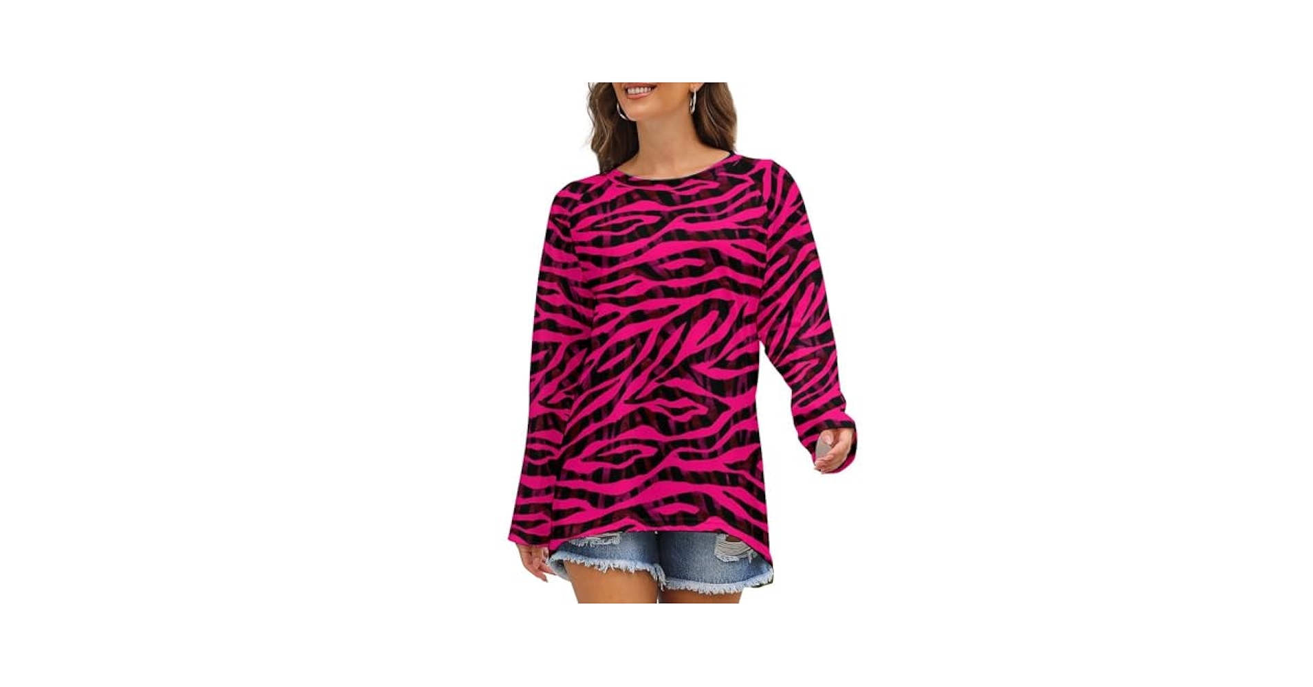 VOSERY Long Sleeve T Shirts for Women, Black Red Pink Bright