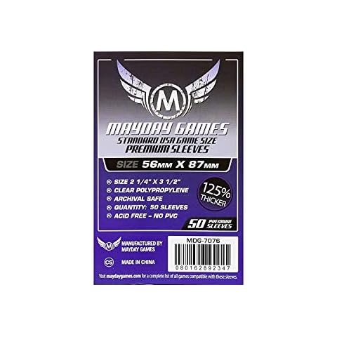 Mayday Games 56 x 87 mm SLEEVES Standard USA Premium Card Game (Pack of 50) Cover