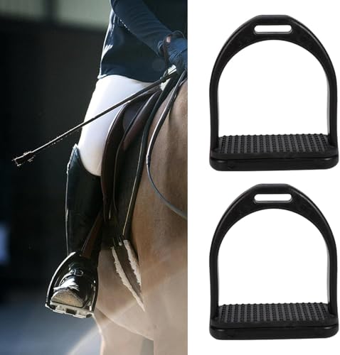 Steigbügel Kinder, 1 Paar Sicherheitssteigbügel Kunststoff, Schwarze Sicherheits Steigbügel für Pferdesport mit Rutschfester Gummiauflage 9,6 x 9cm(klein)