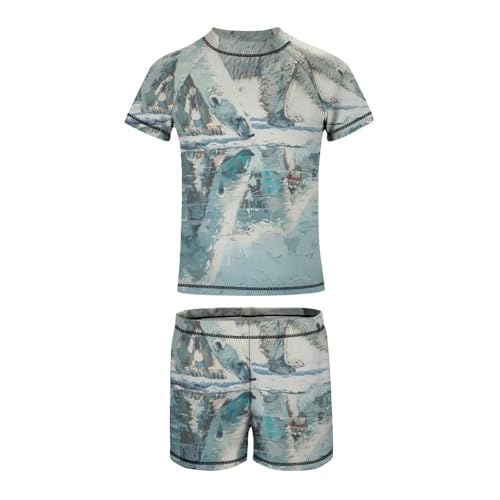 White Polar Bears on IceChildren's Casual Swimsuit Set - Simple and Versatile10-12Y（150cm）4